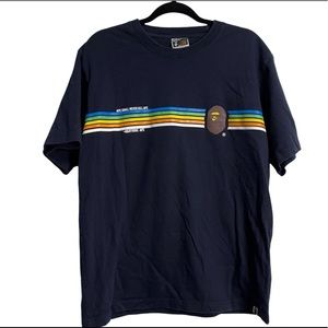 Bape Rare Rainbow Stripe Short Sleeve T-Shirt Sz Large